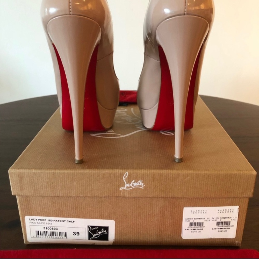 Christian Louboutin Nude Patent Leather Pumps with Red Soles